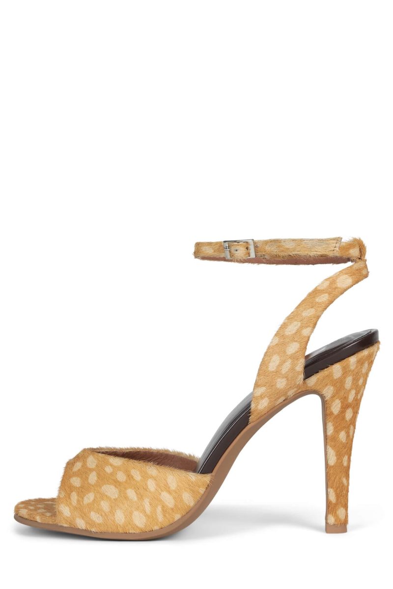 BAR-HOP-F Jeffrey Campbell Heeled Sandals Tan Cream Dot