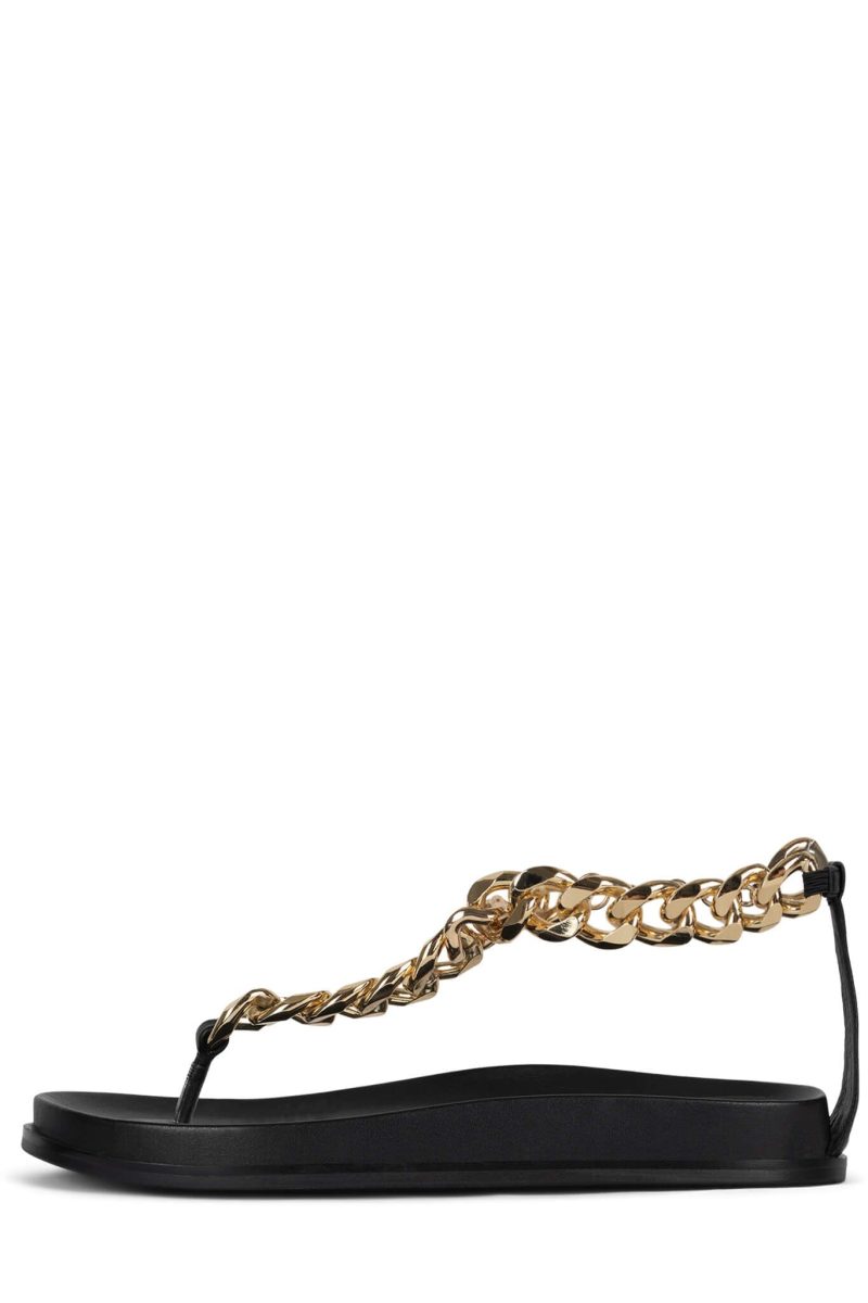 BESTOW Flat Sandal YYH Black Gold 6