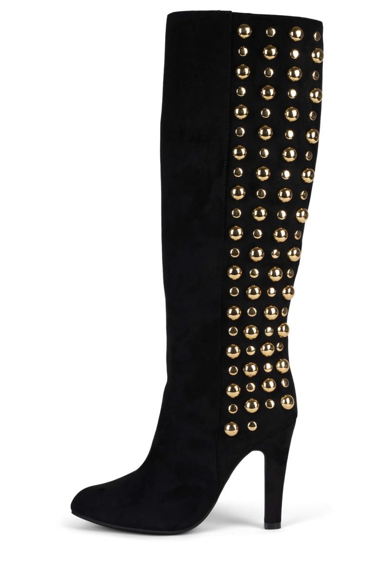 BIG-STUD ST Black Suede Gold 6