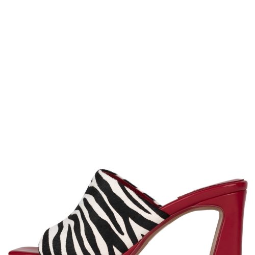 CAVIAR-F Jeffrey Campbell Platform Sandals Black White Zebra Red