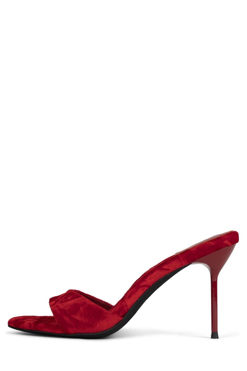 CE-SOIRE Jeffrey Campbell Stiletto Sandal Crimson Crushed Velvet