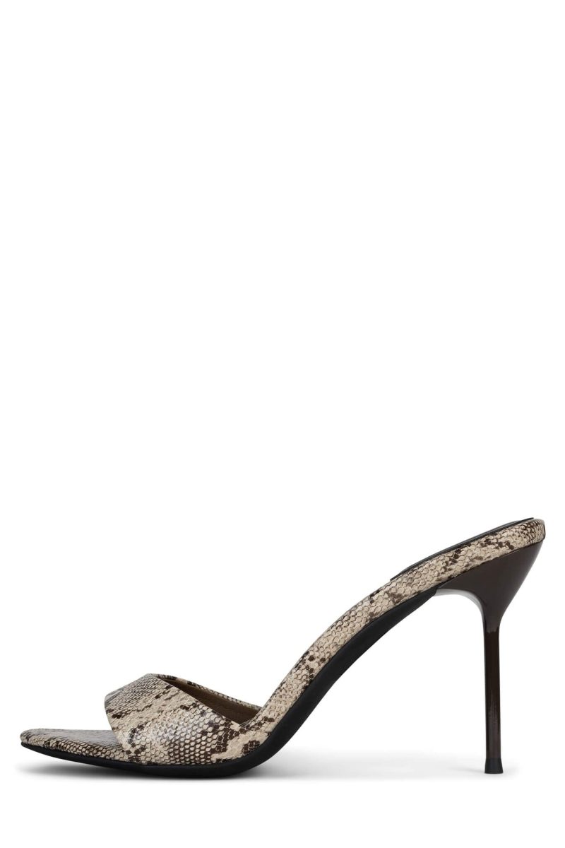 CE-SOIRE Jeffrey Campbell Stiletto Sandal Beige Brown Snake