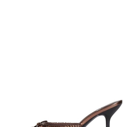 CLARA-B-F Jeffrey Campbell Heeled Mule Brown Ostrich Combo