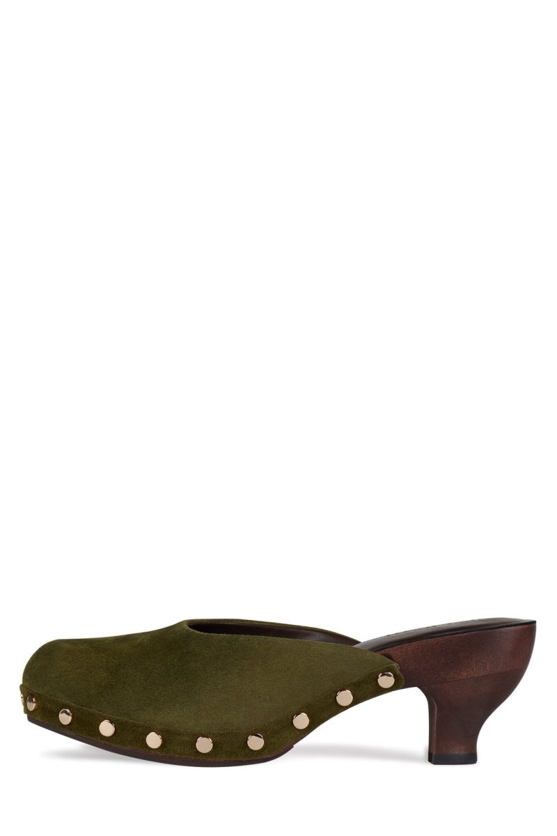 CLOGUETTE Heeled Mule DV Olive Suede 6