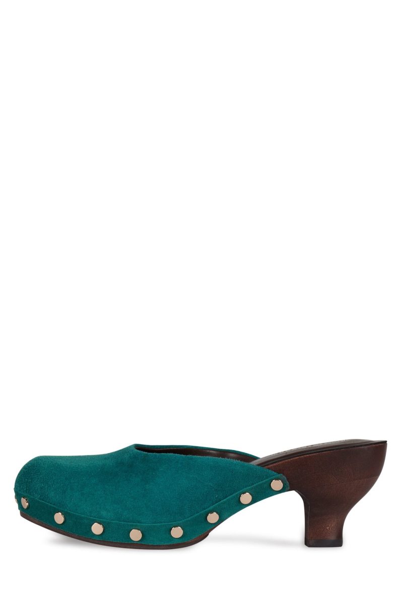 CLOGUETTE Heeled Mule DV Turquoise Suede 6