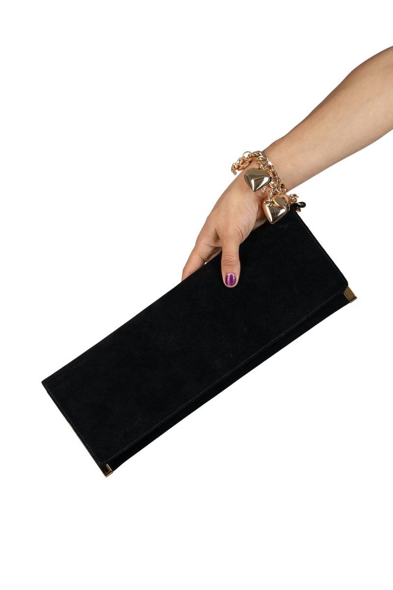 clutch chm clutch yyh black suede gold one size 490410