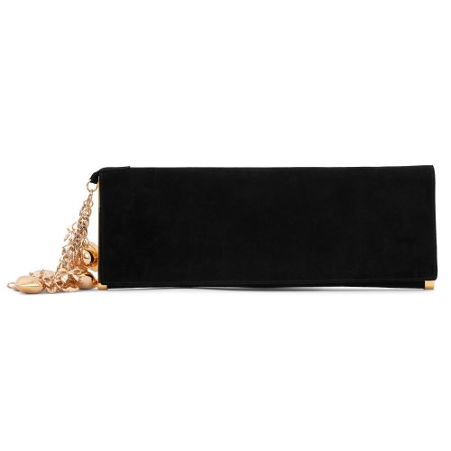 CLUTCH-CHM Clutch YYH Black Suede Gold One Size