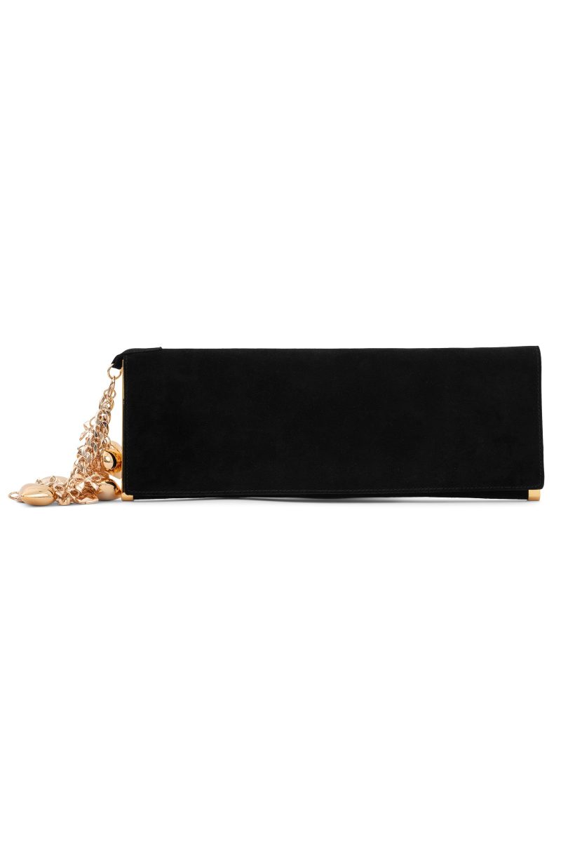 CLUTCH-CHM Clutch YYH Black Suede Gold One Size