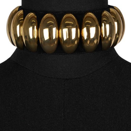 DOLLOPS Necklace YYH Black Suede Gold S/M 