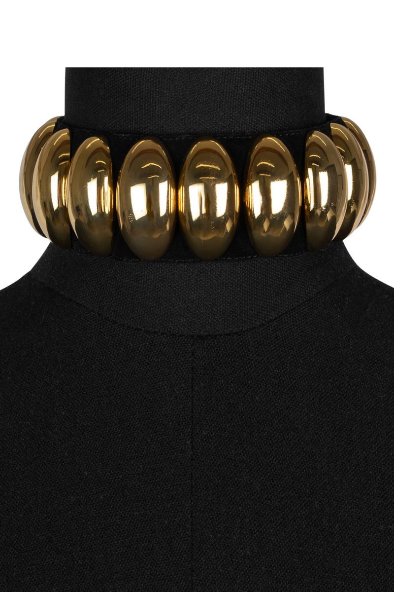 DOLLOPS Necklace YYH Black Suede Gold S/M