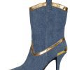 EL-PASO Mid-Calf Boot Jeffrey Campbell Blue Denim Gold 6