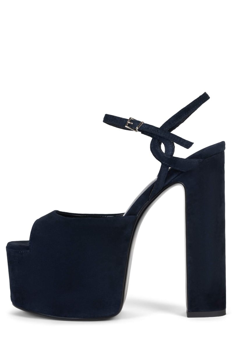 EVER-LAST Jeffrey Campbell Platform Sandal Navy Suede