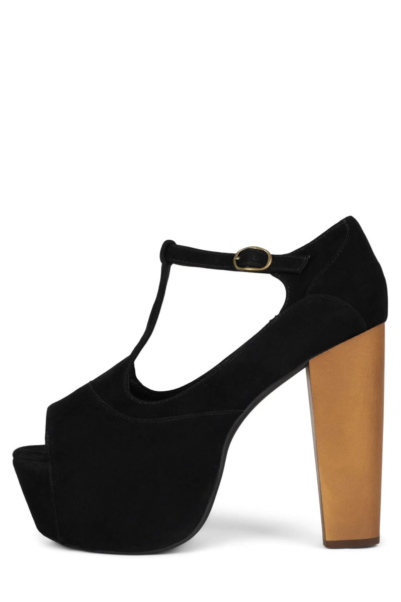 FOXY-WOOD Platform Sandal HS Black Suede 5