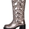 HONKY-TONK Jeffrey Campbell Knee High Cowboy Boots Pewter