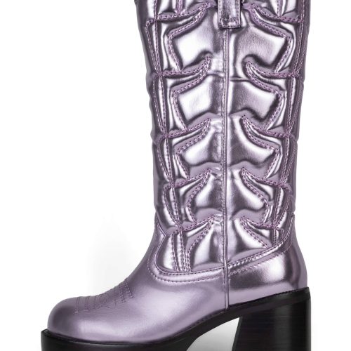 HONKY-TONK Jeffrey Campbell Knee High Cowboy Boots Purple Metallic