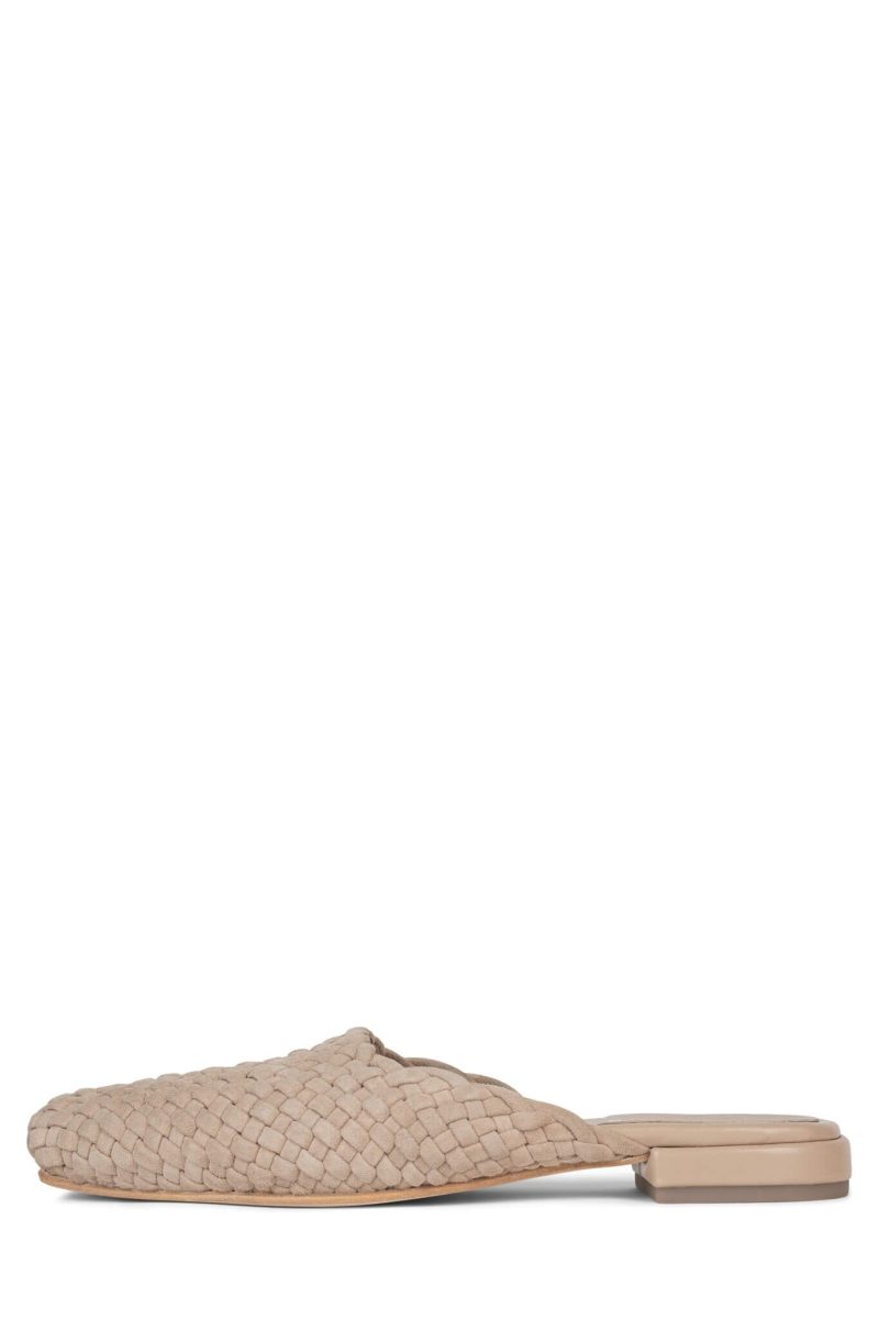 INTERWEAVE Jeffrey Campbell Kitten Heel Mules Beige Suede