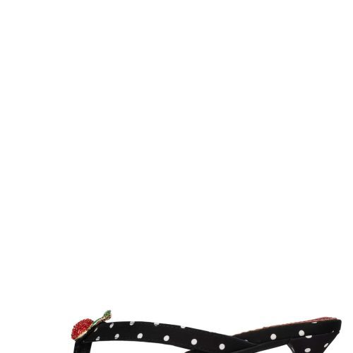 LA-GLOIRE Jeffrey Campbell Heeled Sandal Black White Polka Dot Cherry