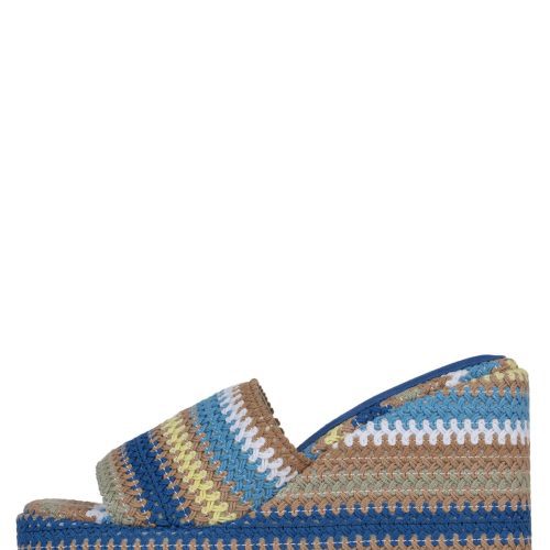 LA-PLAGE Jeffrey Campbell Wedge Sandals Blue Multi