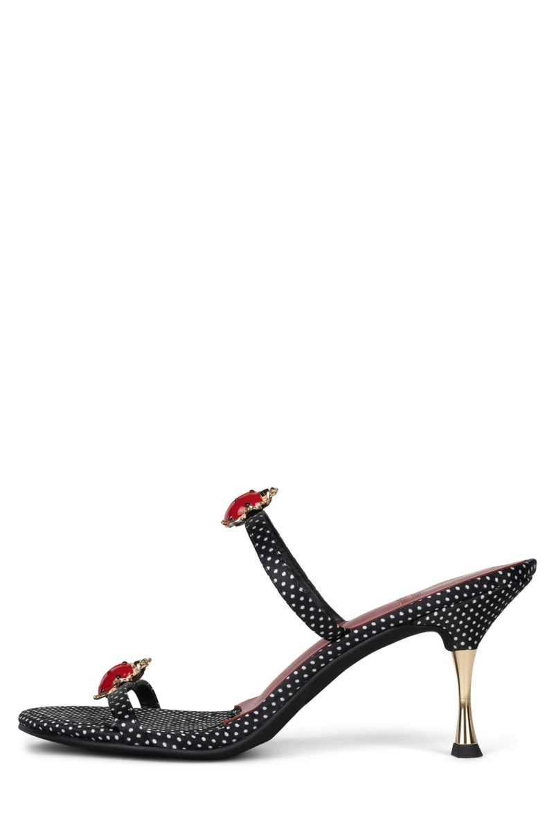 LADY-BUG Jeffrey Campbell Sandal Black White Polka Dot