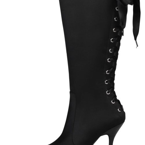 LEGGY Knee-High Boot DV Black Satin Black Dot 6