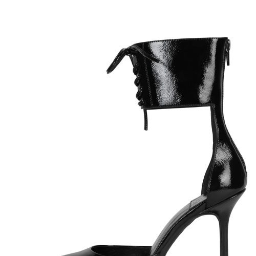 LIORA Jeffrey Campbell Stiletto Pump Black Crinkle Patent