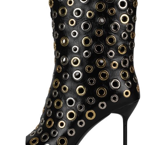 LOOPHOLE Jeffrey Campbell Stiletto Boot Black Silver Gold