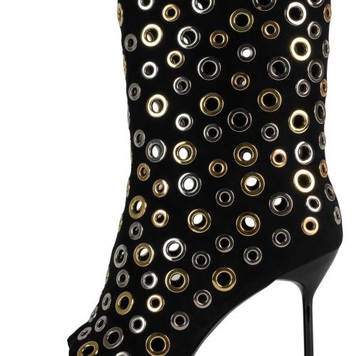 LOOPHOLE Jeffrey Campbell Stiletto Boot Black Suede Multi