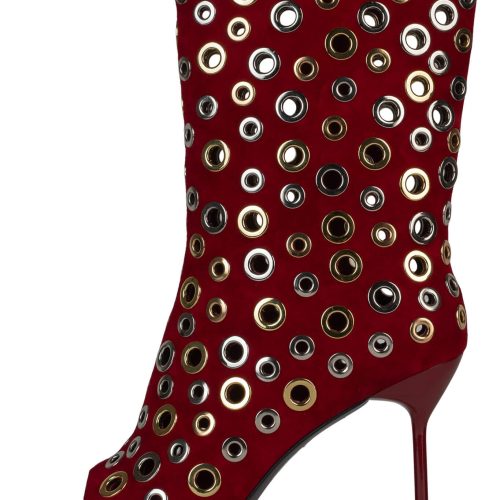 LOOPHOLE Jeffrey Campbell Stiletto Boot Red Suede Multi