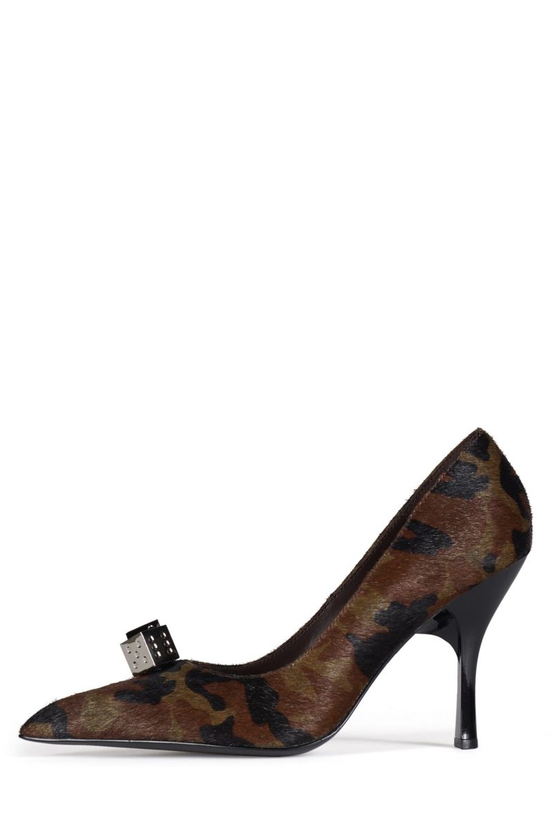 LUCKY-7-F Jeffrey Campbell Pump Khaki Black Camo Silver