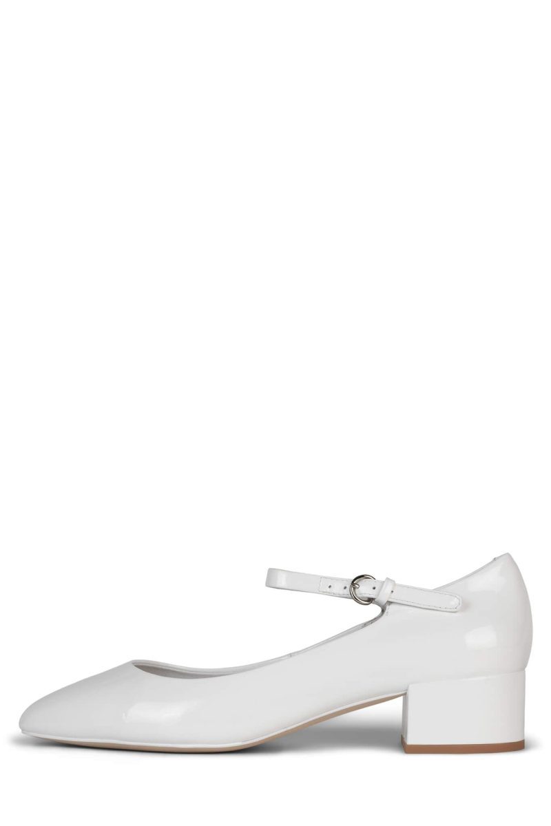 MANNERLY Mary-Jane YYH White Crinkle Patent 6