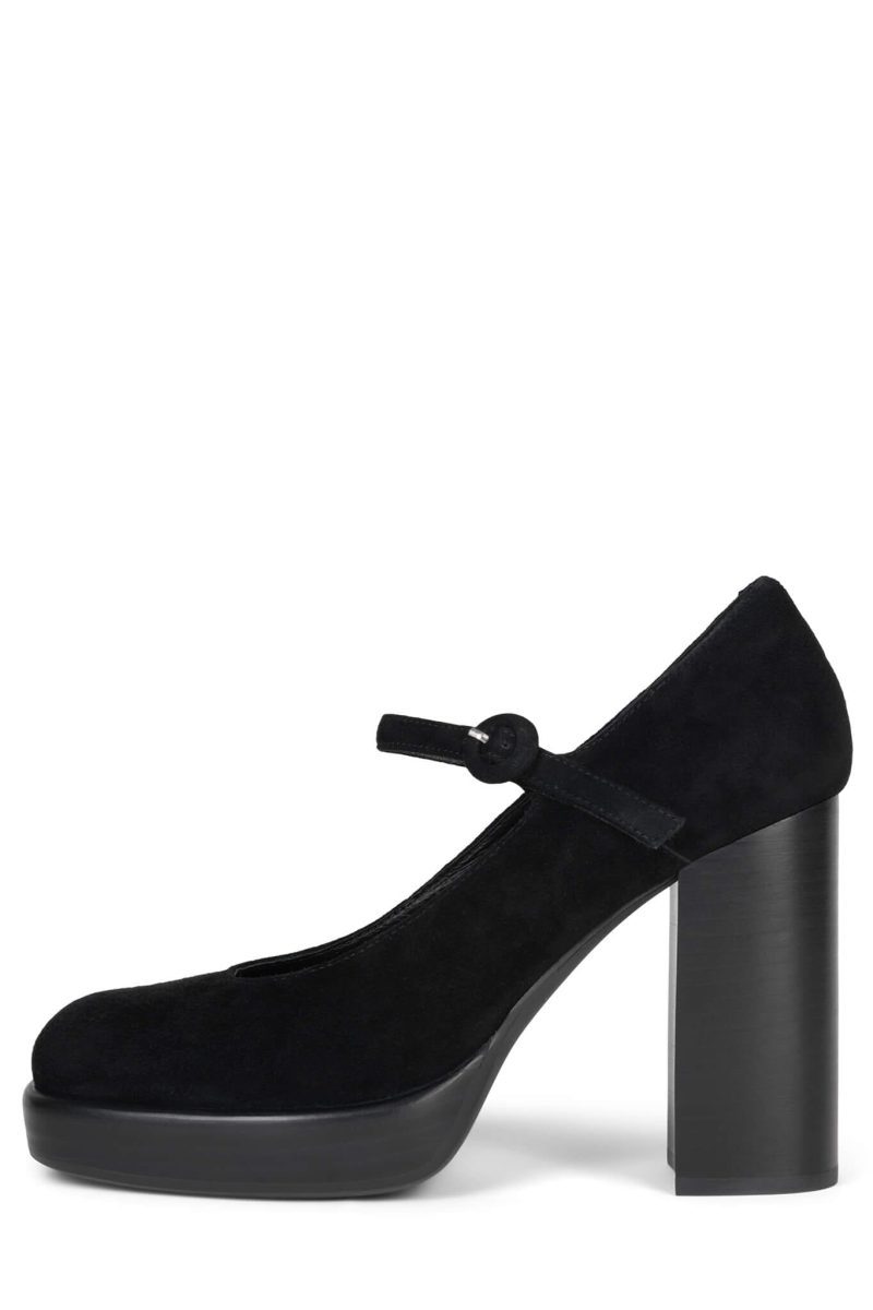 MARY-ANN Mary-Jane ST Black Suede Black Stack 5.5