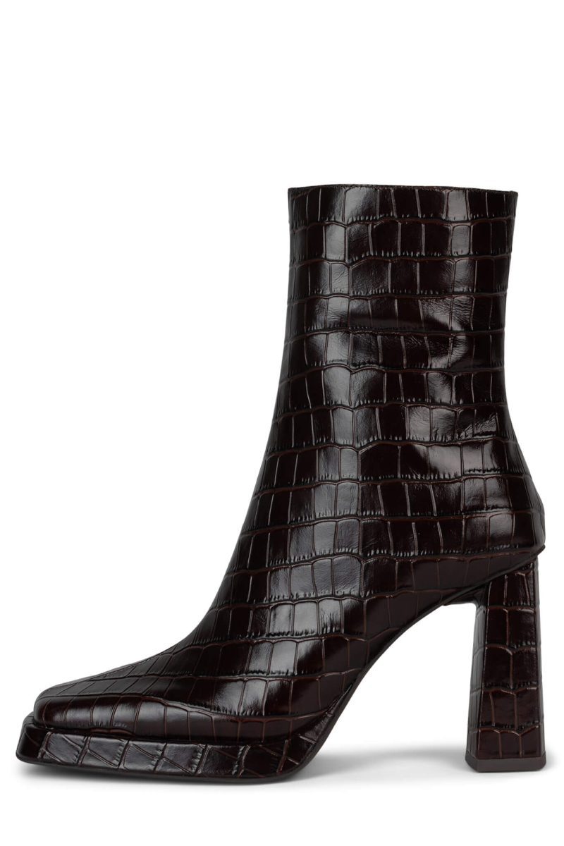 MAXIMAL-L3 Jeffrey Campbell Ankle Boots Brown Croco Patent