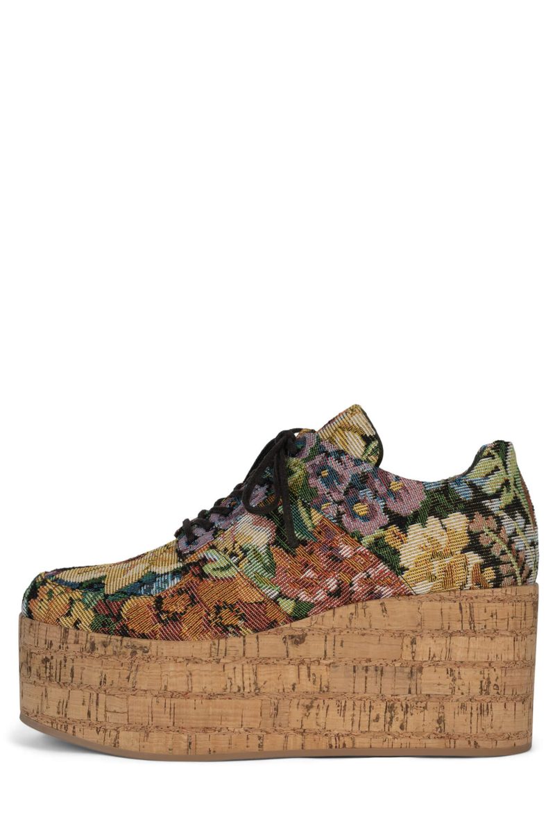 MERRILL Jeffrey Campbell Platform Wedge Oxfords Tapestry