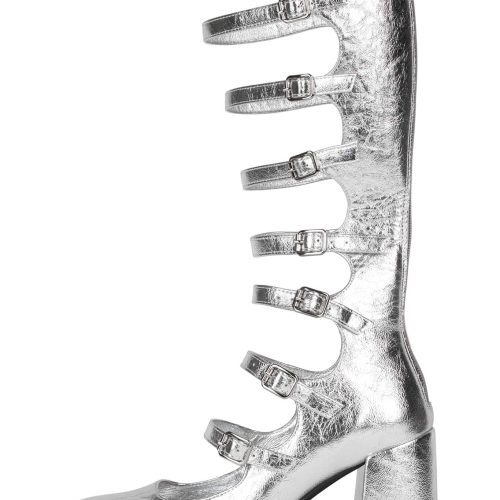 MONSIEUR Jeffrey Campbell Knee High Mary Jane Silver