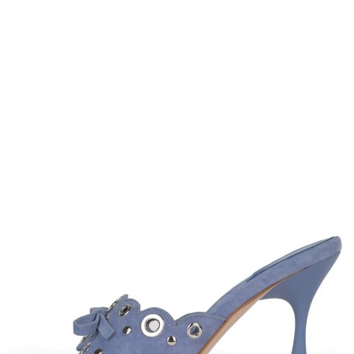 ODOM Jeffrey Campbell Heeled Sandals Periwinkle Suede Silver