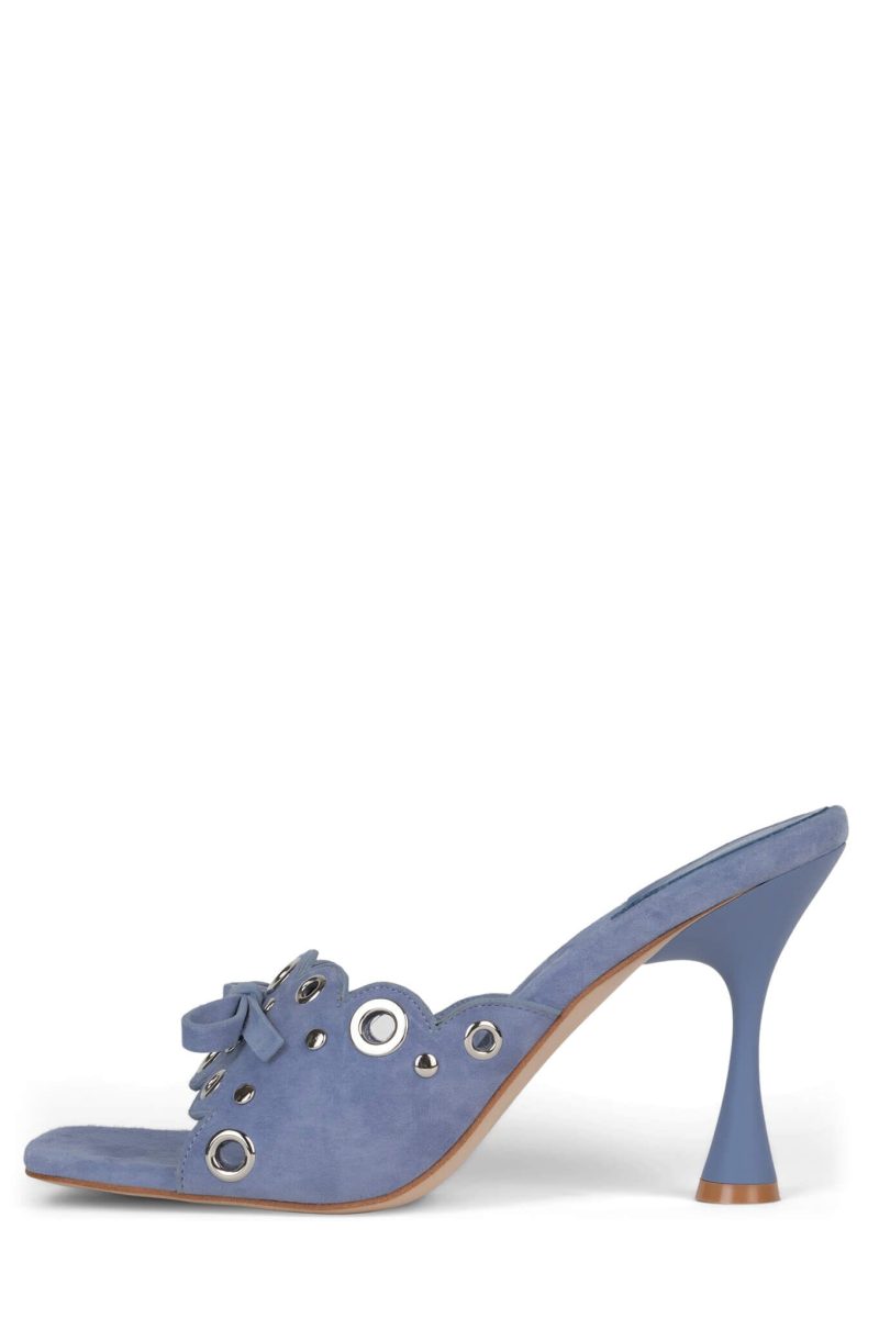 ODOM Jeffrey Campbell Heeled Sandals Periwinkle Suede Silver