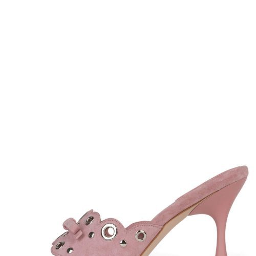 ODOM Jeffrey Campbell Heeled Sandals Pink Suede Silver