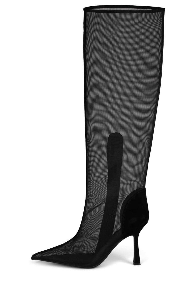 PEEPSHOW Knee-High Boot ST Black Mesh Suede Combo 6