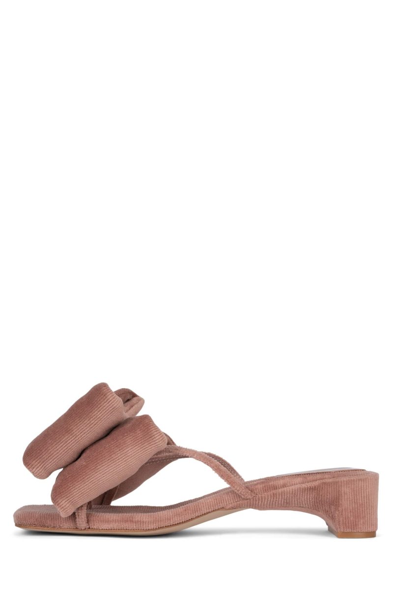 PRIM-BOW Jeffrey Campbell Kitten Heeled Sandals Pink Corduroy