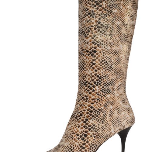 PROPOSAL-F Jeffrey Campbell Stiletto Boots Beige Gold Snake