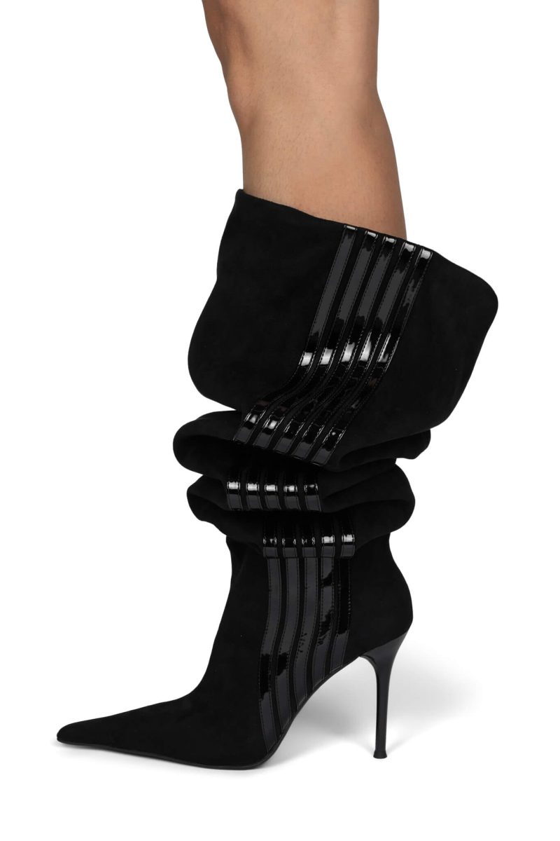 RACING-OK Jeffrey Campbell Stiletto Boots Black Suede Black