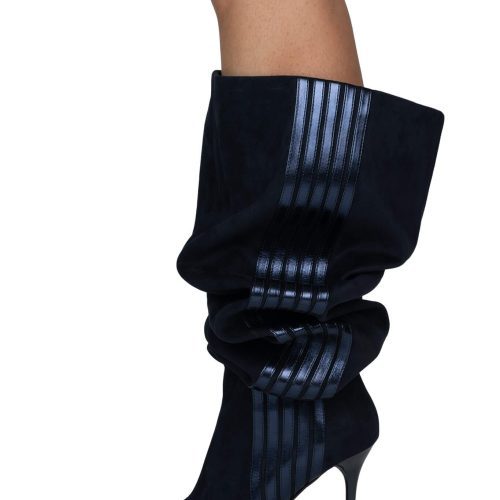 RACING-OK Jeffrey Campbell Stiletto Boots Navy Suede Blue