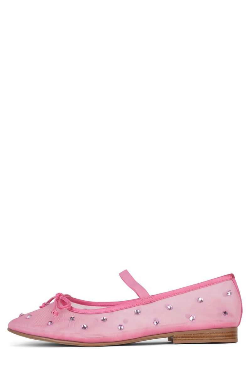 RELEVE-MJJ Jeffrey Campbell Mary Jane Mesh Flat Pastel Pink Clear