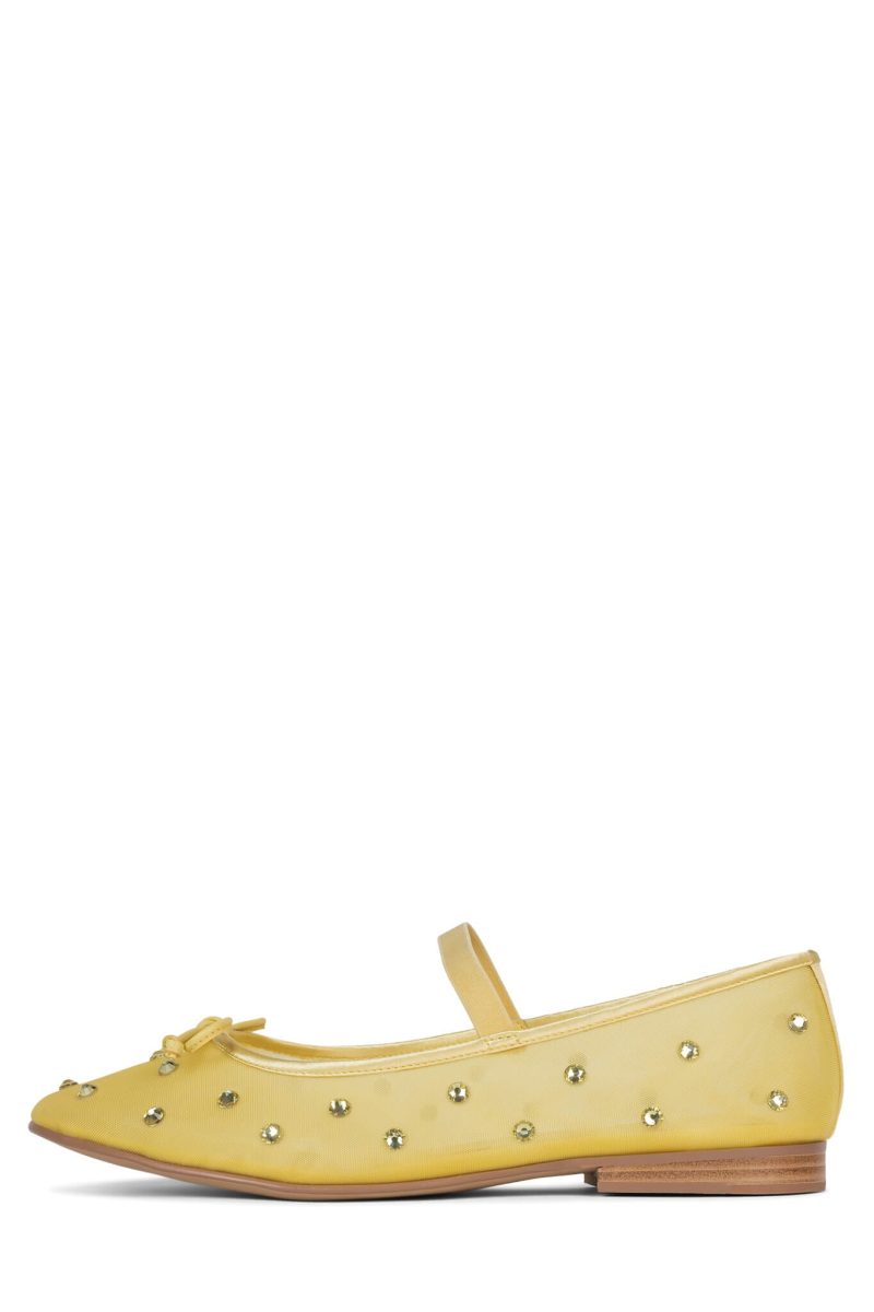 RELEVE-MJJ Jeffrey Campbell Mary Jane Mesh Flat Yellow Combo