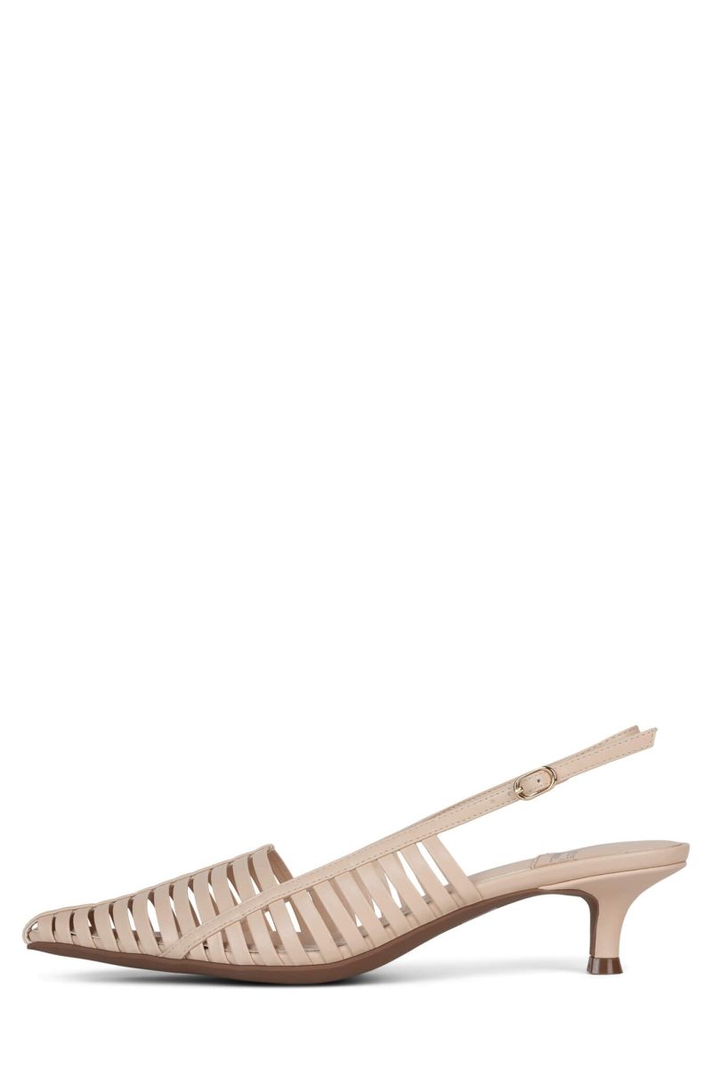 STRIPER Jeffrey Campbell Slingback Kitten Heels Beige