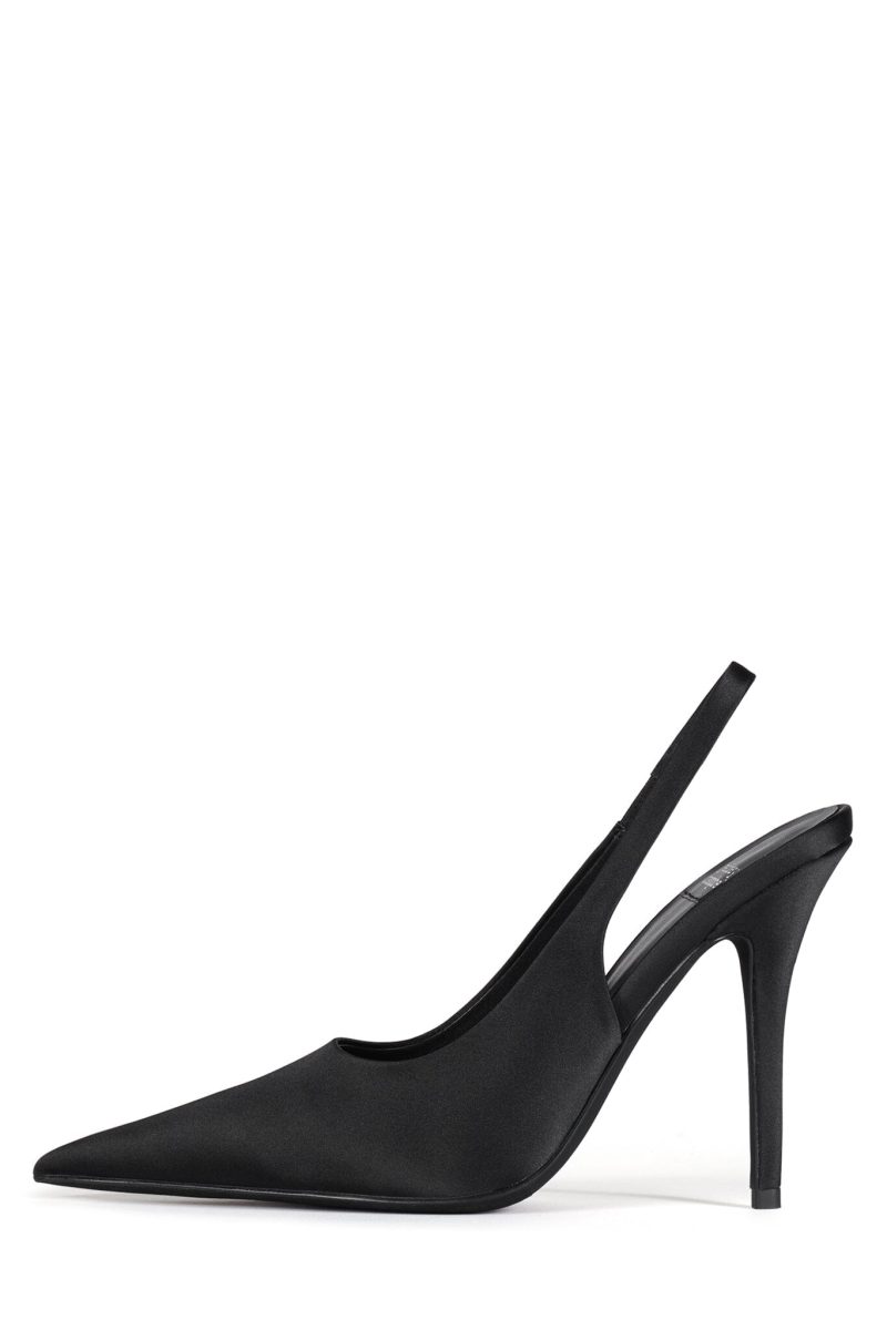 SURPASS Jeffrey Campbell Slingback Pumps Black Satin