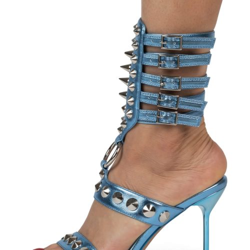 THREE-6-5 Heeled Sandal YYH Blue Metallic Silver 6