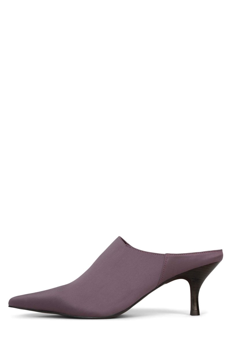 TRYSTE Jeffrey Campbell Heeled Mule Violet Satin